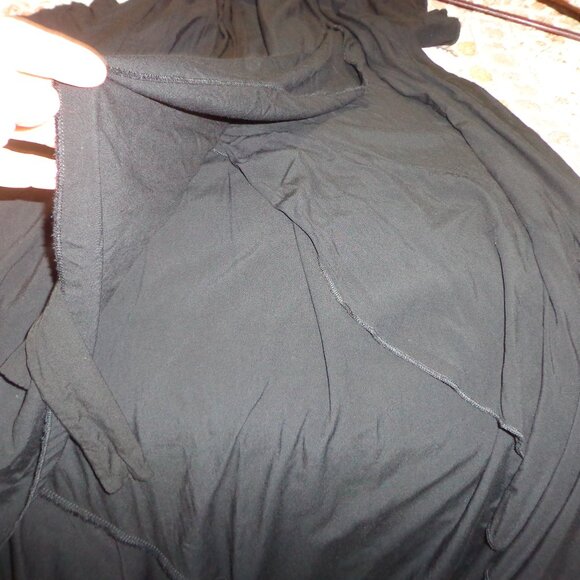 NEW GRECERELLE Maxi Wrap Dress M Black Waist Ties Ruffled Cap Sleeves V-Neck - Picture 14 of 16